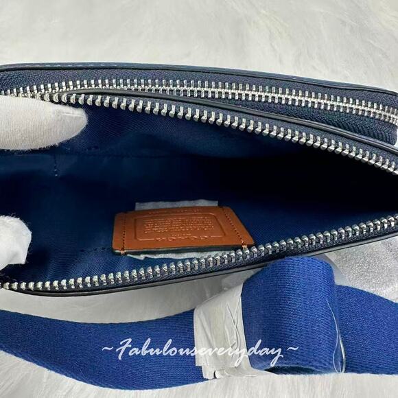 Coach Men's Belt Bag With Signature Canvas Interior Detail Deep Blue CM334 NWT - Picture 8 of 9